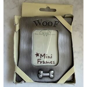 Weston Gallery Frame WOOF Pewter 2x3 Self Standing Picture Photo Frame Puppy Dog